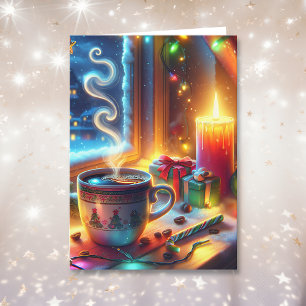 Carte Chocolat chaud dans une fenêtre de Noël Personnali