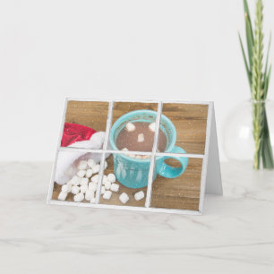 Carte Chocolat chaud de Noël au visage heureux
