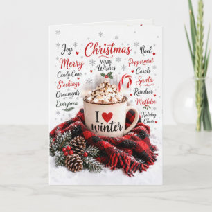 Carte Chocolat chaud de Noël avec nuage de mots