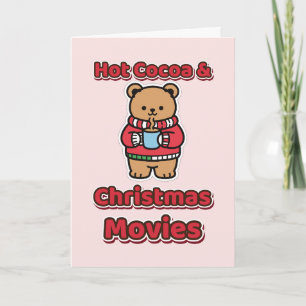 Carte Chocolat Chaud et Films de Noël Ours Mignon