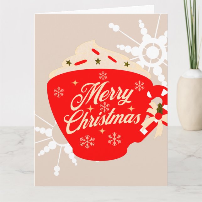 Carte Chocolat Chaud Noël Tan Flocon de Neige Joyeux (Devant)