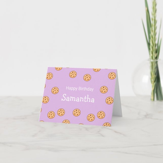 Carte Chocolat chips biscuits d'anniversaire violet (Devant)