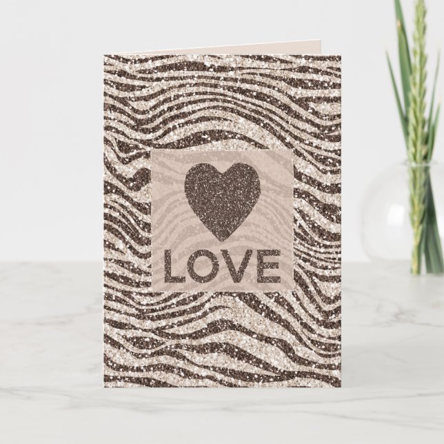 Carte Chocolat Crème Brown Blush Zebra Parties scintilla (Devant)