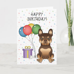 Carte Chocolat Et Tan French Bulldog Joyeux anniversaire