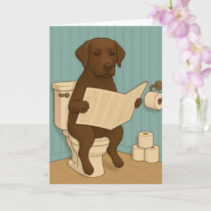 Carte Chocolat Labrador Lecture journal sur Toilet