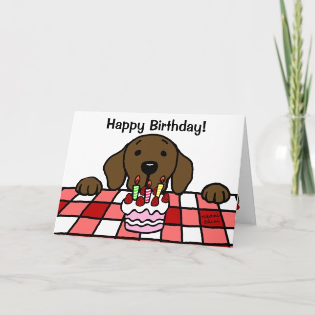 Carte Chocolat Labrador vous observant Anniversaire (Devant)