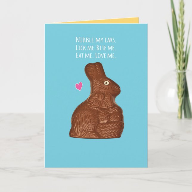 Carte Chocolat Lapin De Pâques - Lick Me, Mange-Moi, Aim (Devant)