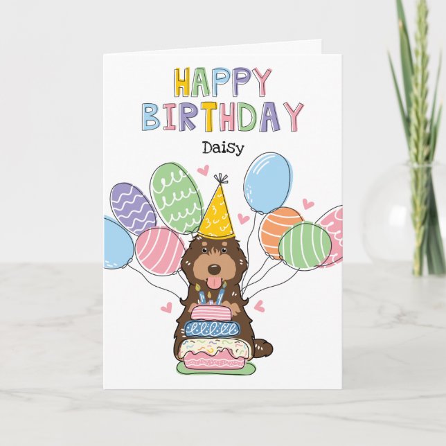 Carte Chocolat Tan Cockapoo Chien Cavapoo Joyeux Anniver (Devant)