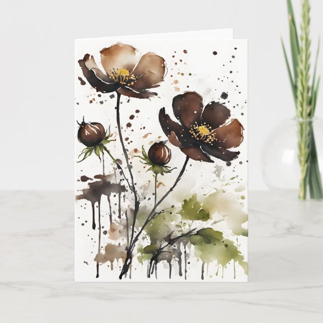 Carte Chocolate cosmos - Watercolor flowers (Devant)