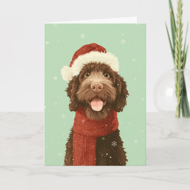 Carte Chocolate Labradoodle Holiday Greeting (Devant)