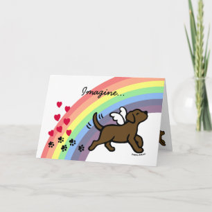 Carte Chocolate Labrador Hearts Rainbow Bridge Card