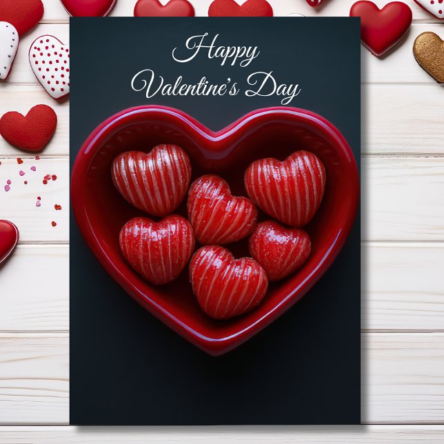 Carte Chocolats en forme de coeur rouge Saint Valentin (Créateur téléchargé)