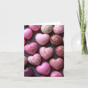 Carte Chocolats en forme de coeur Salutation de Valentin