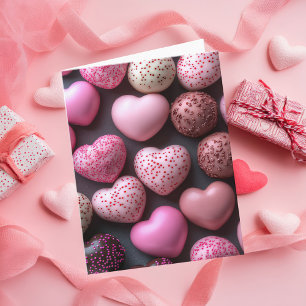 Carte Chocolats en forme de coeur Salutation de Valentin