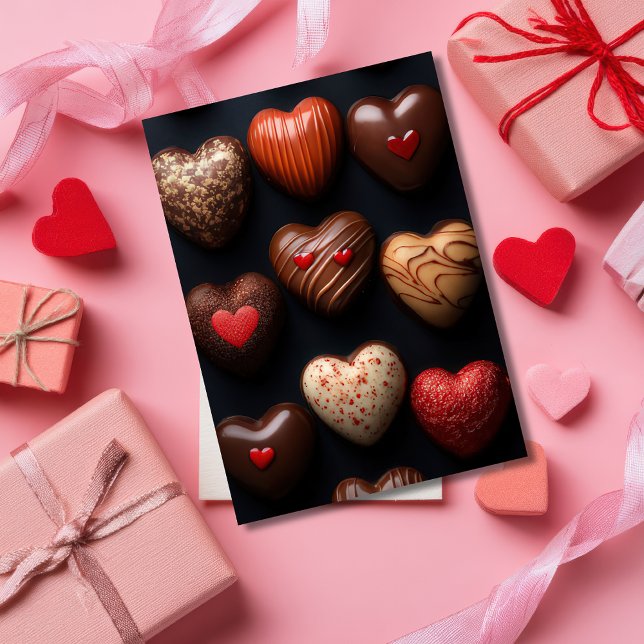 Carte Chocolats en forme de coeur Salutation de Valentin (Créateur téléchargé)