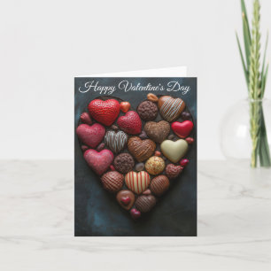 Carte Chocolats en forme de coeur Salutation Valentine