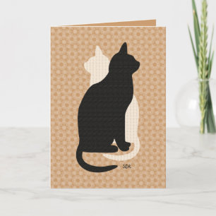 Carte Choisir Couleur Noir Blanc Chat Duo Yin Yang Style