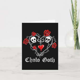 Carte Cholo Goth Rose crâne coeur épines tatouage gothiq