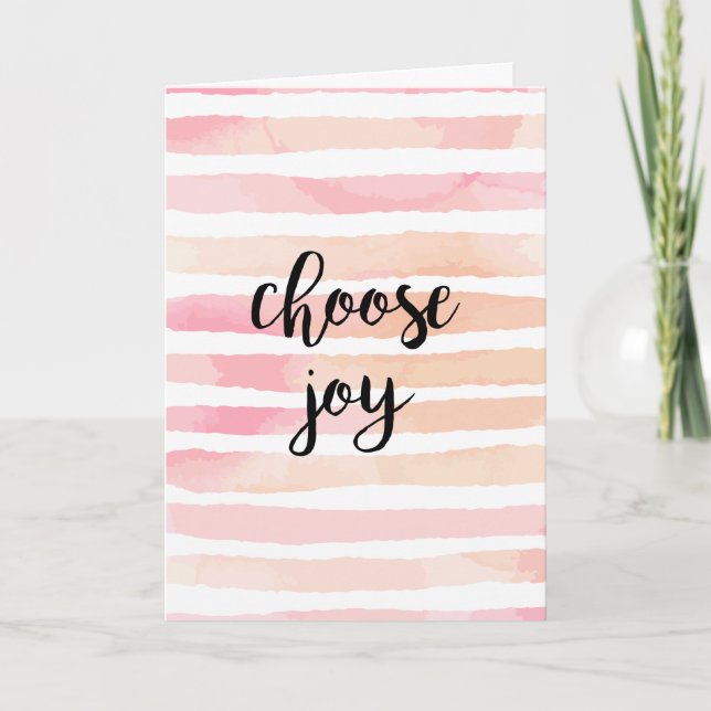 Carte Choose Joy Blank Pink Watercolor Hand Lettering (Devant)