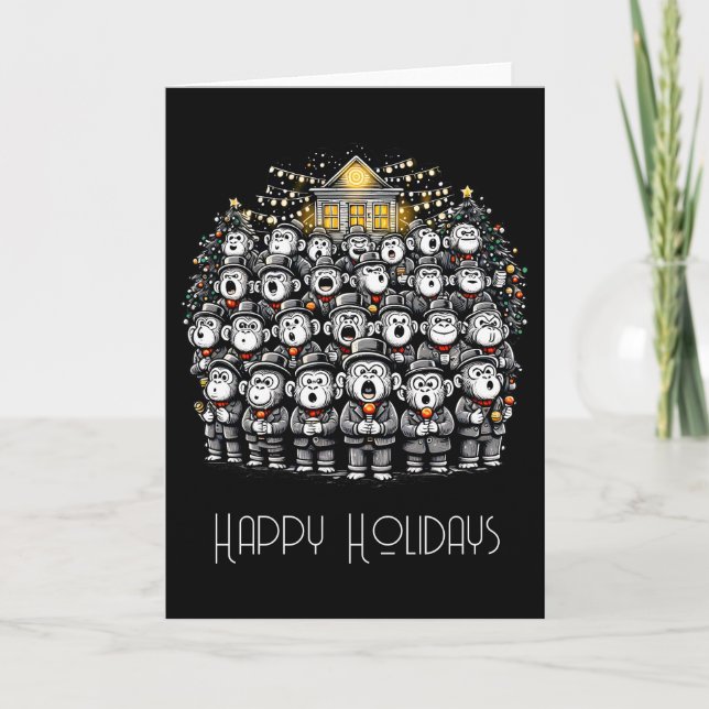 Carte Chorale de Noël de singe (Devant)