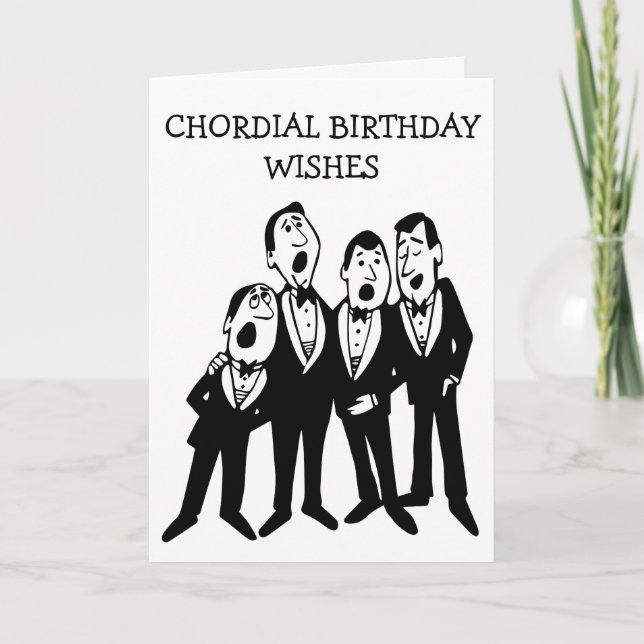 Carte Chordial Anniversaire Quartet homme noir et blanc (Devant)