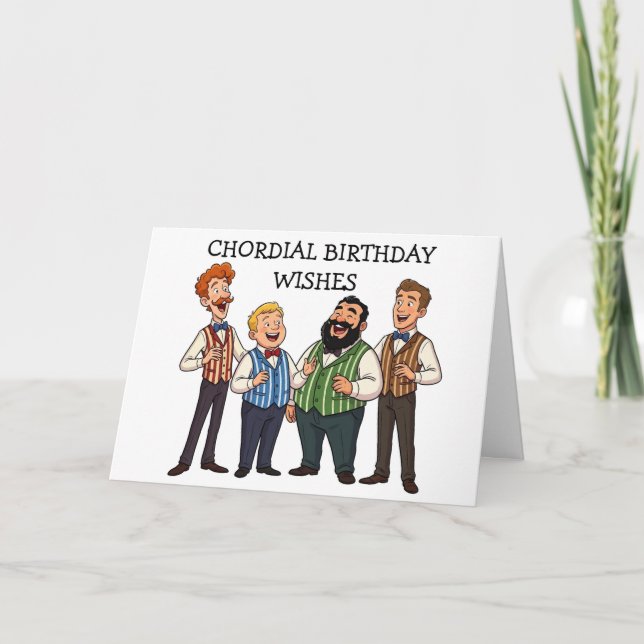 Carte Chordial Anniversaire Quatuor d'Hommes Moderne (Devant)