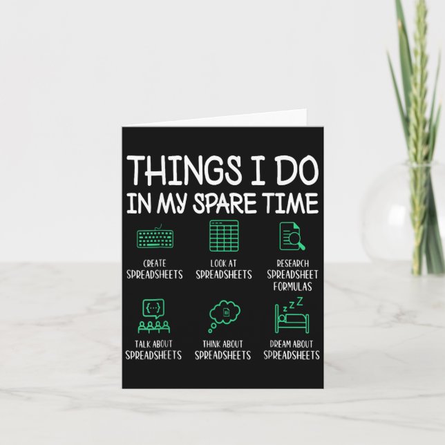 Carte Choses que je fais dans mes tableurs de temps libr (Devant)
