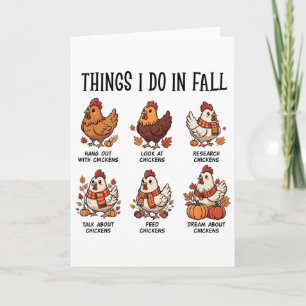 Carte Choses que je fais en automne Poulet Automne Fille