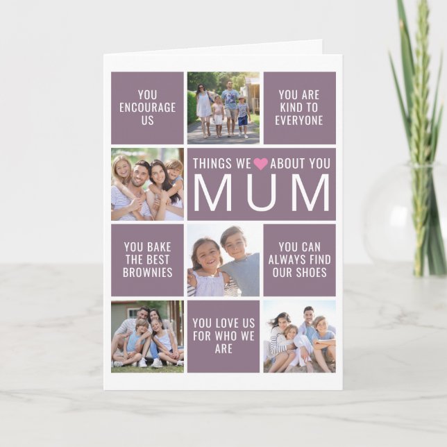 Carte Choses que nous aimons de vous Maman Collage photo (Devant)