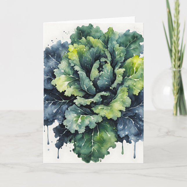 Carte Chou frisé - Fleurs à l'aquarelle (Devant)