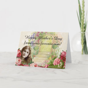 Carte Chou victorienne Rose femme porte florale