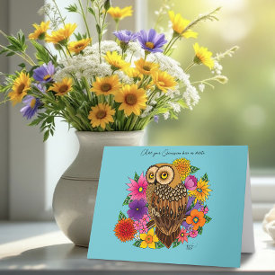 Carte Chouette à fleurs