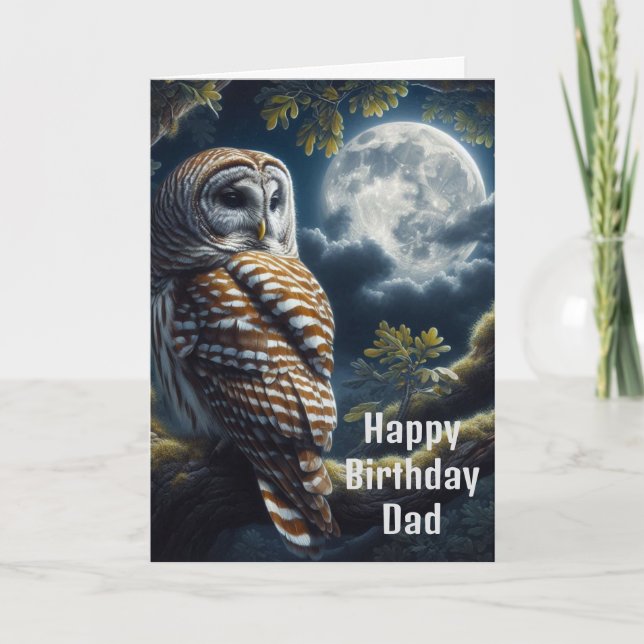 Carte Chouette barrée et papa de lune Anniversaire (Devant)