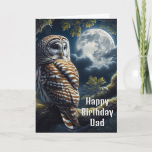 Carte Chouette barrée et papa lune anniversaire
