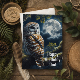 Carte Chouette barrée et papa lune anniversaire