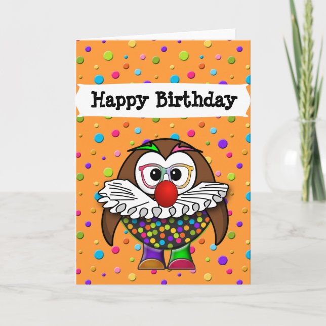 Carte chouette clown (Devant)