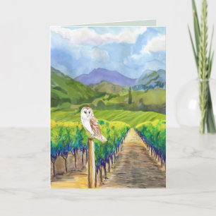 Carte Chouette dans un vignoble Salutation