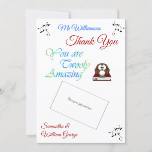 Carte Chouette d'appréciation de l'enseignant Merci Titu