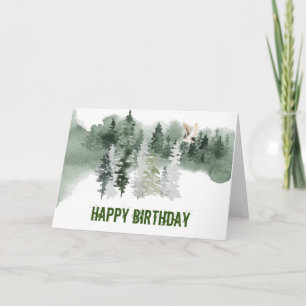 Carte Chouette d'aquarelle du bois Anniversaire