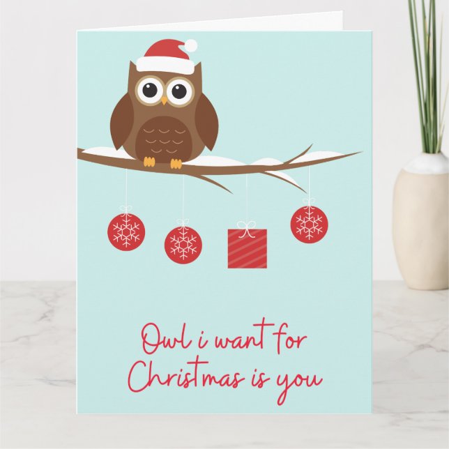 Carte Chouette de Noël drôle (Devant)