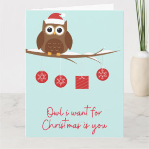 Carte Chouette de Noël drôle