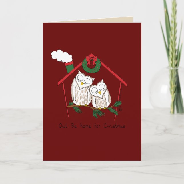 Carte Chouette de Noël Mignon Drôle de Vacances (Devant)