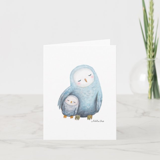 Carte Chouette des neiges Maman et bébé Sweet Woodland A (Devant)