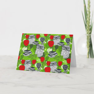 Carte Chouette en roses rouges