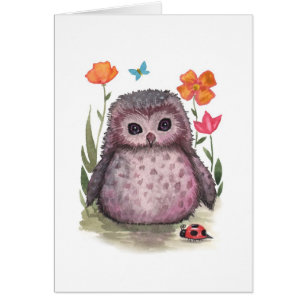 Carte Chouette et coccinelle
