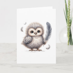 Carte Chouette Fluffée Cute Salutation toute occasion vi