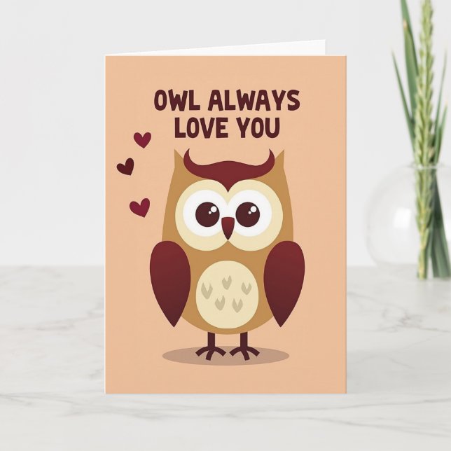 Carte Chouette Mignonne T'Aime Toujours (Devant)