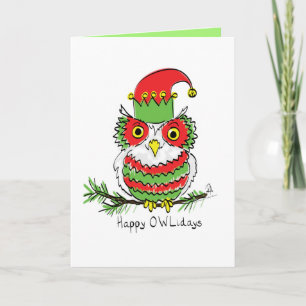 Carte Chouette Noël Mignon Drôle de Fête