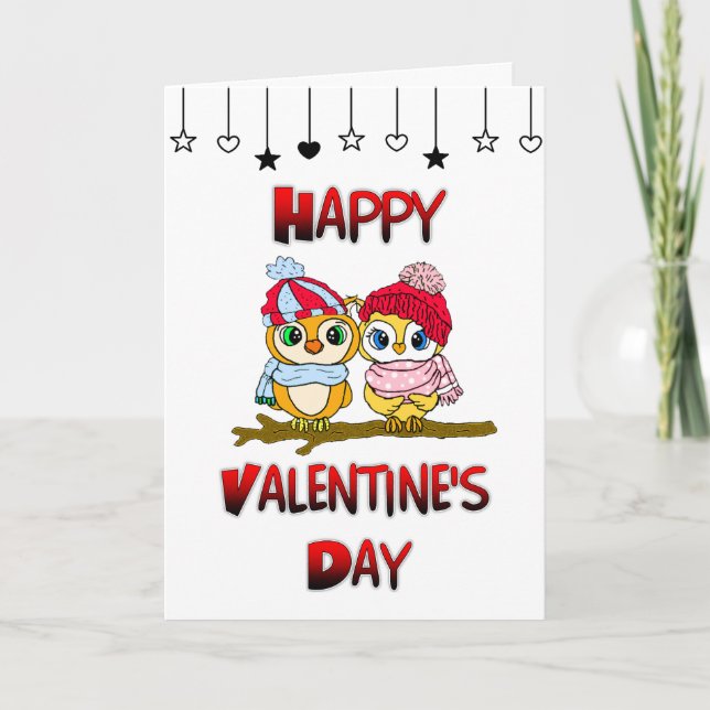 Carte Chouettes adorables | Saint-Valentin | Je t'aime   (Devant)