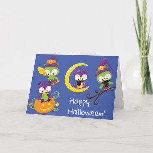 Carte Chouettes d'Halloween mignonnes Enfants